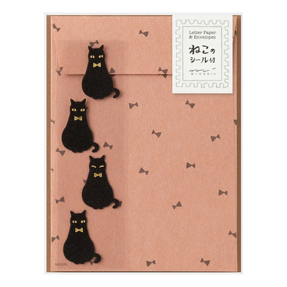 Stationery Set with Stickers- Black Cat