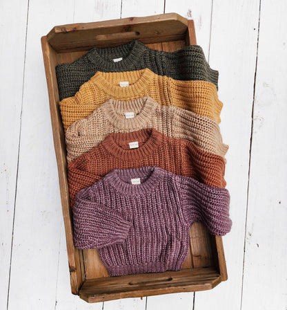 OLIVE &amp; CRADLE - Baby Sweater Chunky Braided knit Cotton oversize style