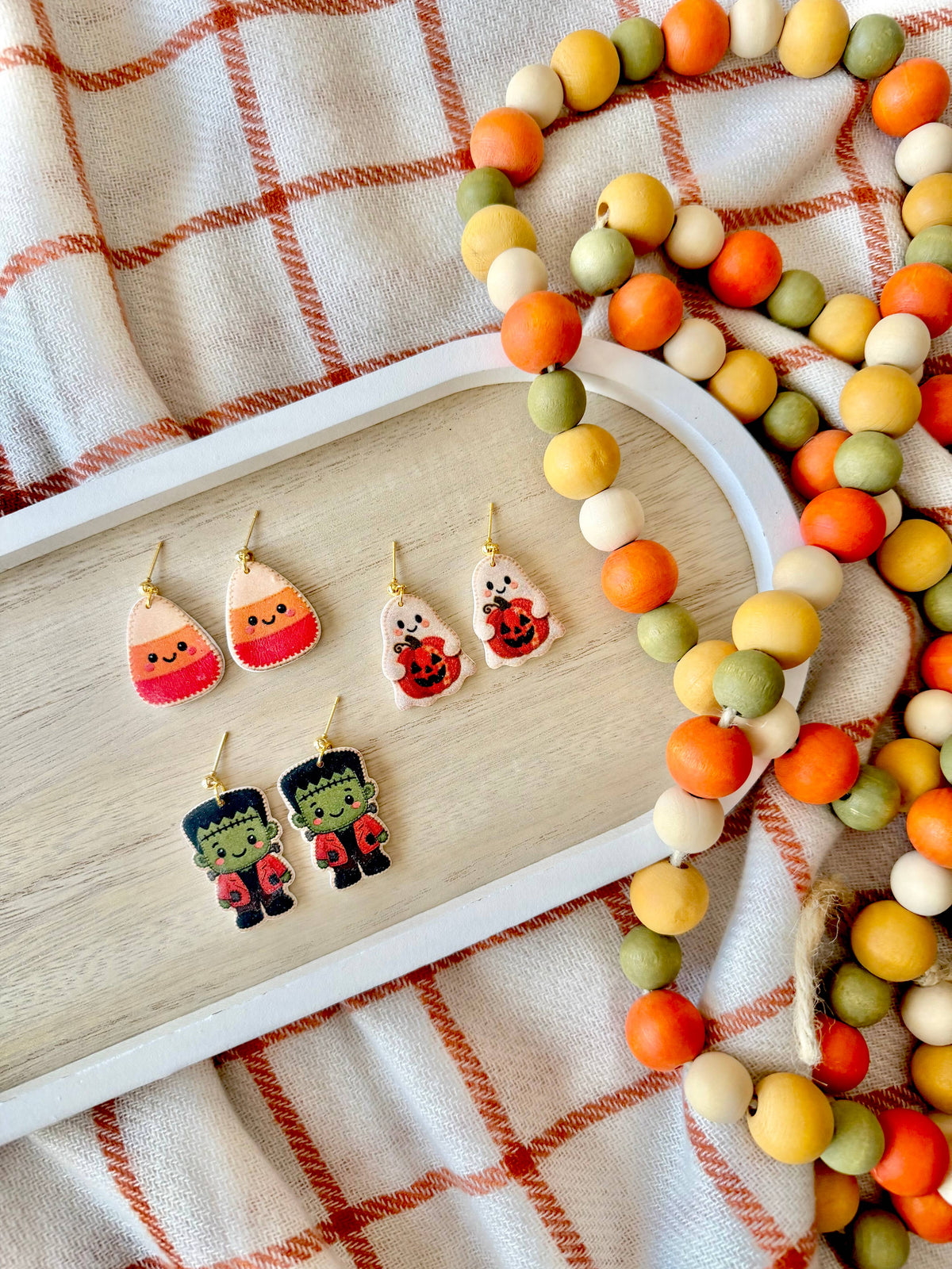 Cute Halloween Earrings | Candy Corn, Frankenstein &amp; Ghost Clay Earrings