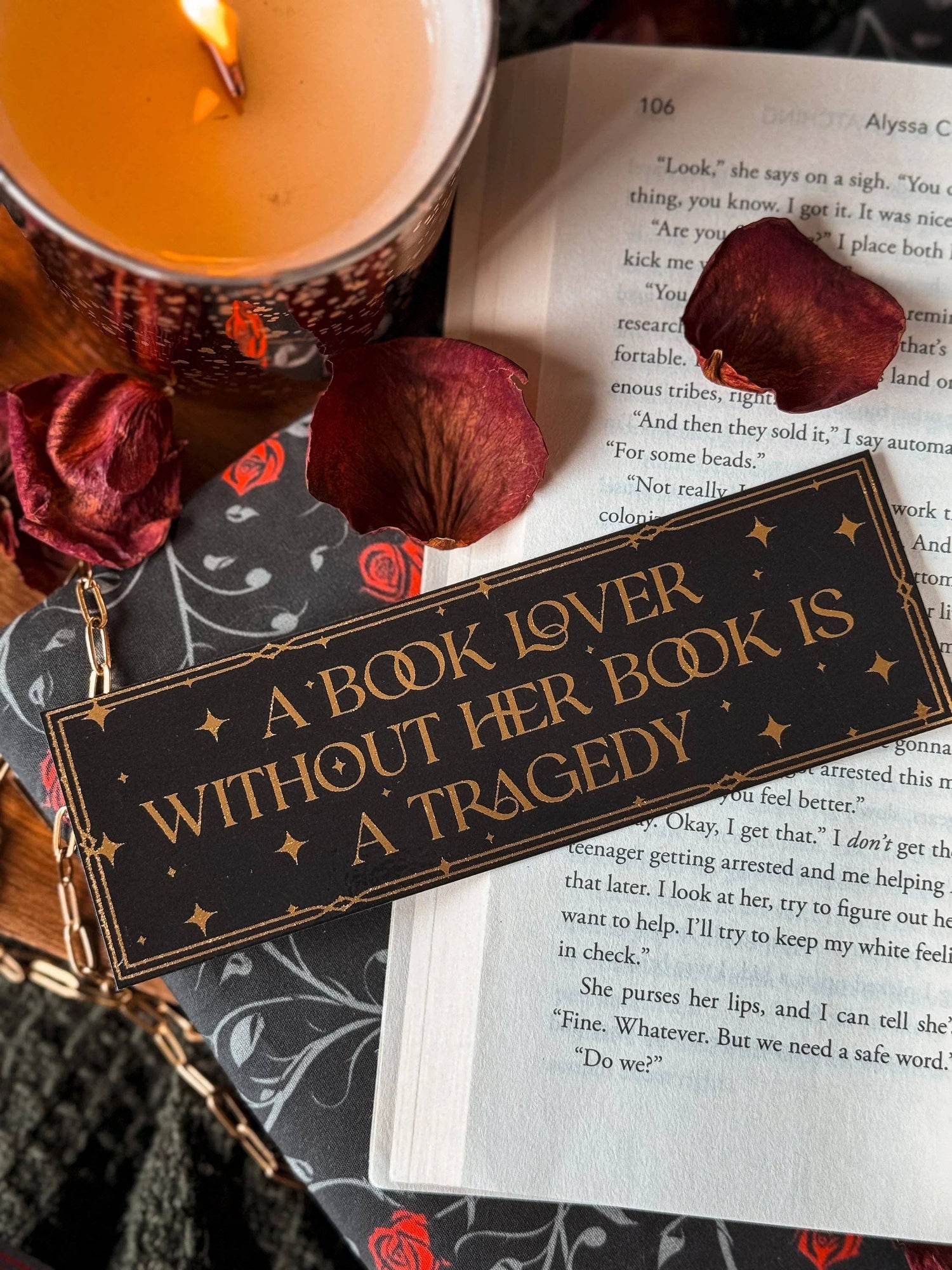 Book with a bookmark reading &