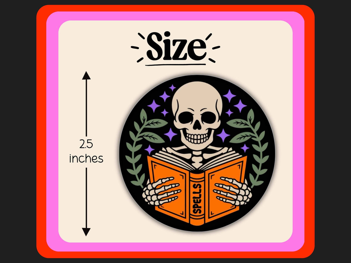 Spooky Skeleton Spells Book | Halloween Waterproof Decal