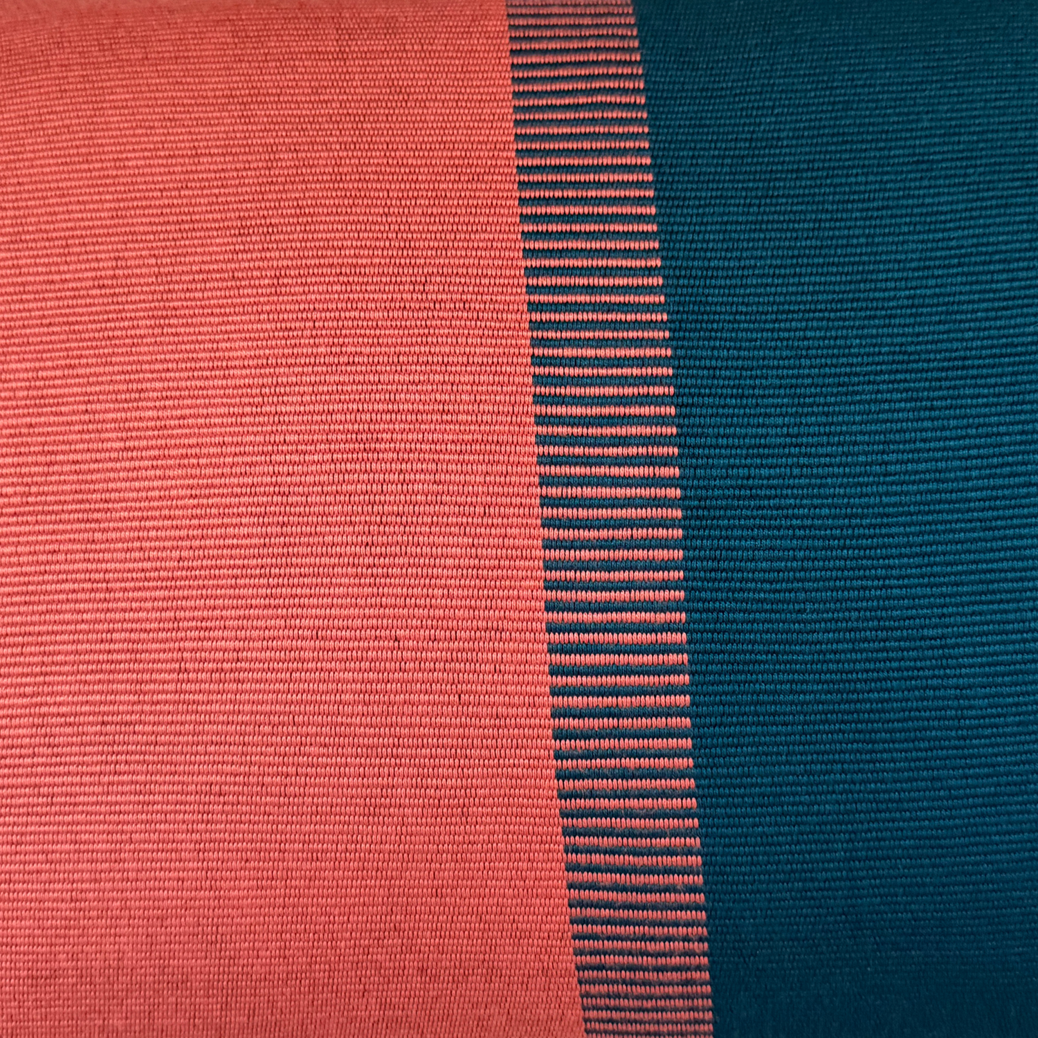 Handwoven Color Block &amp; Hemp Pillow - Light Terra Cotta &amp; Blue