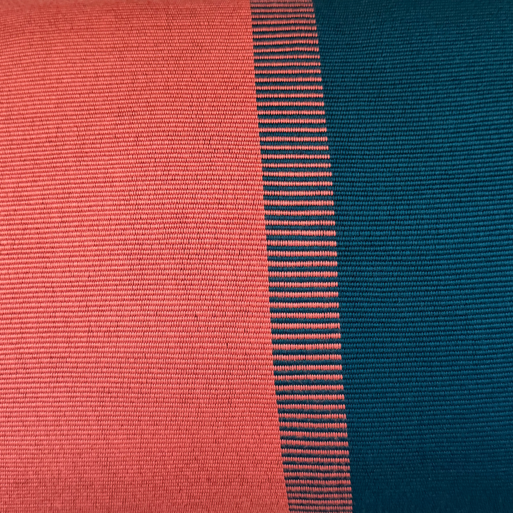 Handwoven Color Block &amp; Hemp Pillow - Light Terra Cotta &amp; Blue