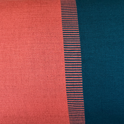 Handwoven Color Block &amp; Hemp Pillow - Light Terra Cotta &amp; Blue