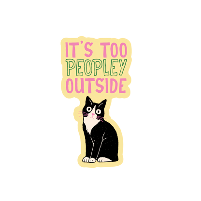Sticker with a cat illustration and text &