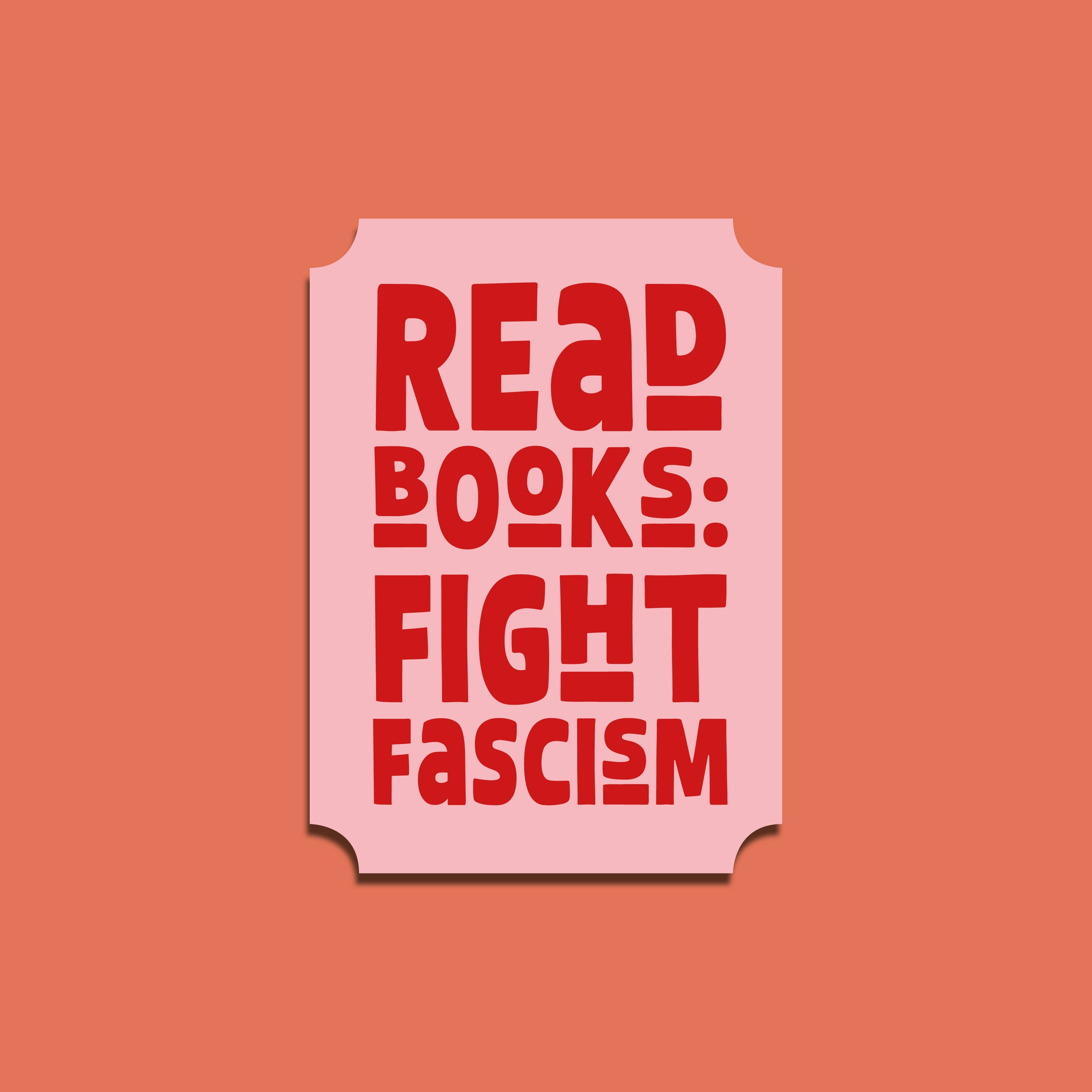 Pink sticker with red text &
