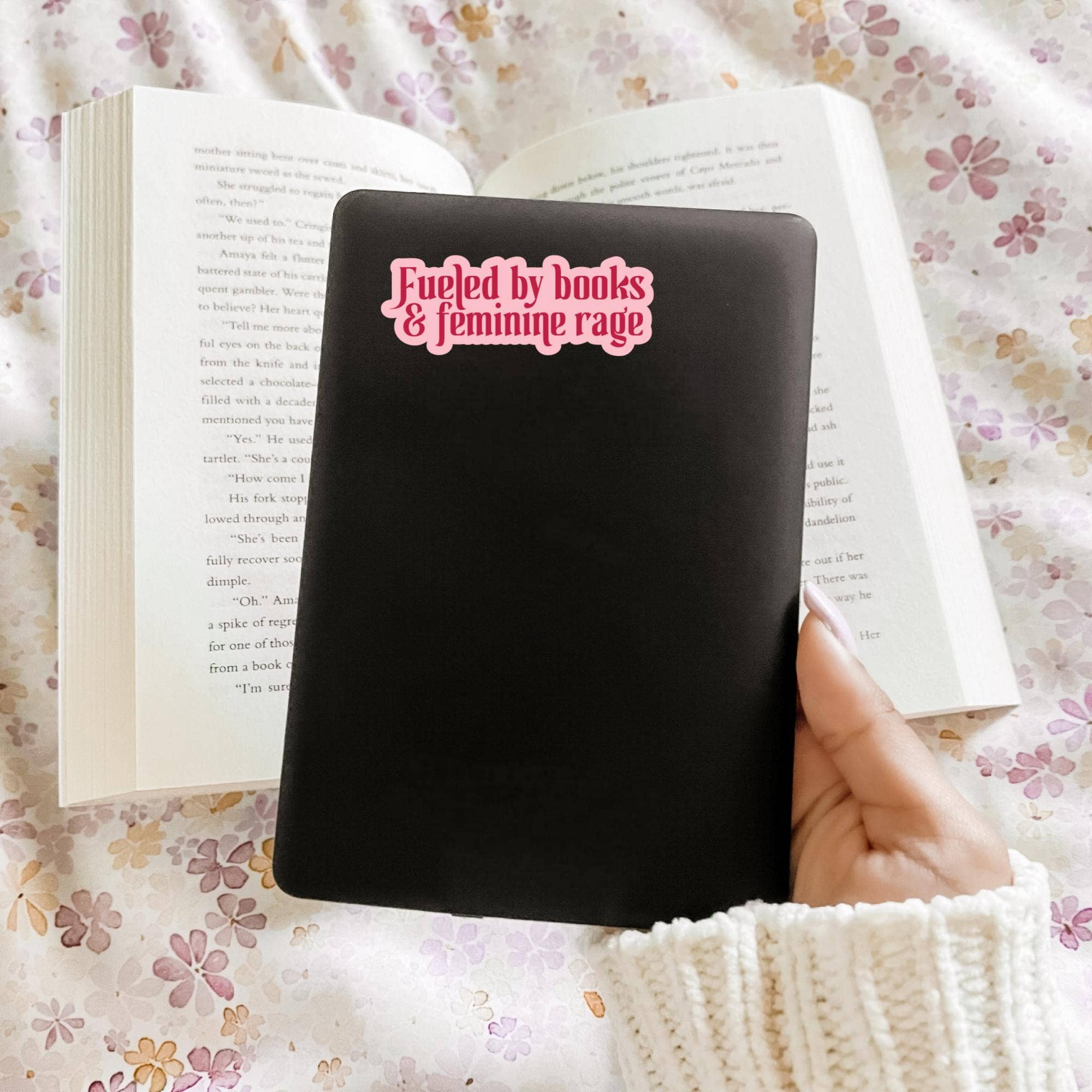 Fueled by Books &amp; Feminine Rage Sticker | Feminist Bookish Vinyl