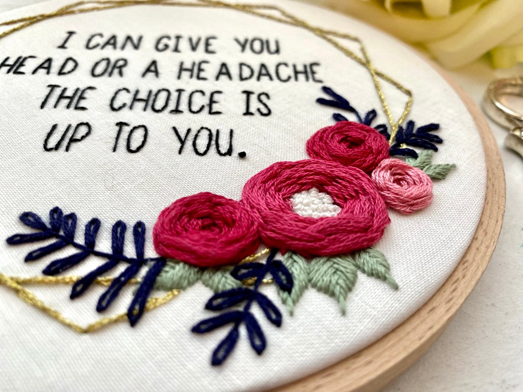 Head or a Headache // Embroidery PDF Pattern Download 6 inch