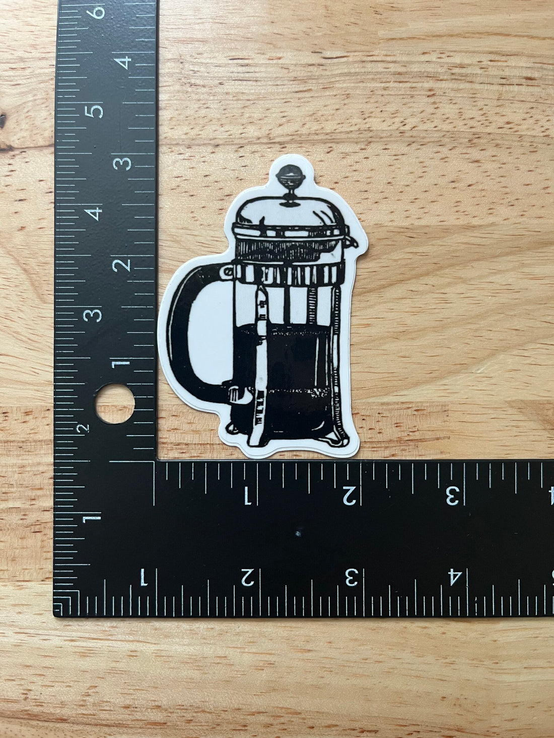 French Press Sticker - weatherproof adhesive, UV protective laminate