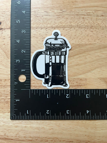 French Press Sticker - weatherproof adhesive, UV protective laminate