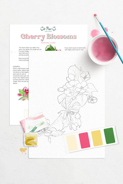 Cherry Blossoms watercolor painting kit