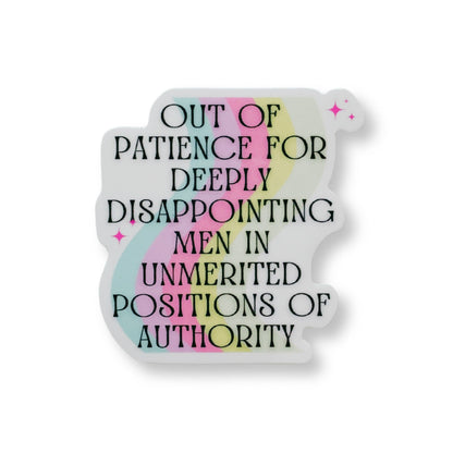Sticker with colorful text on a white background