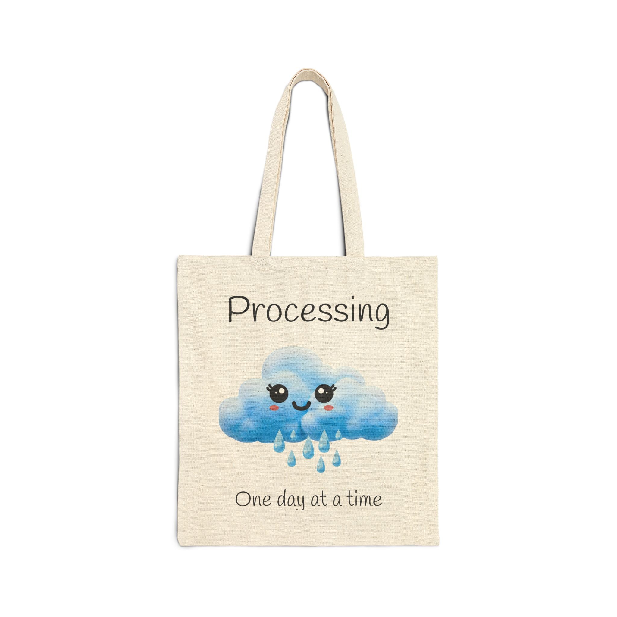 Copy of Processing... Cute Kawaii Cloud Tote Bag – Rainy Mood Eco Canvas Shopper