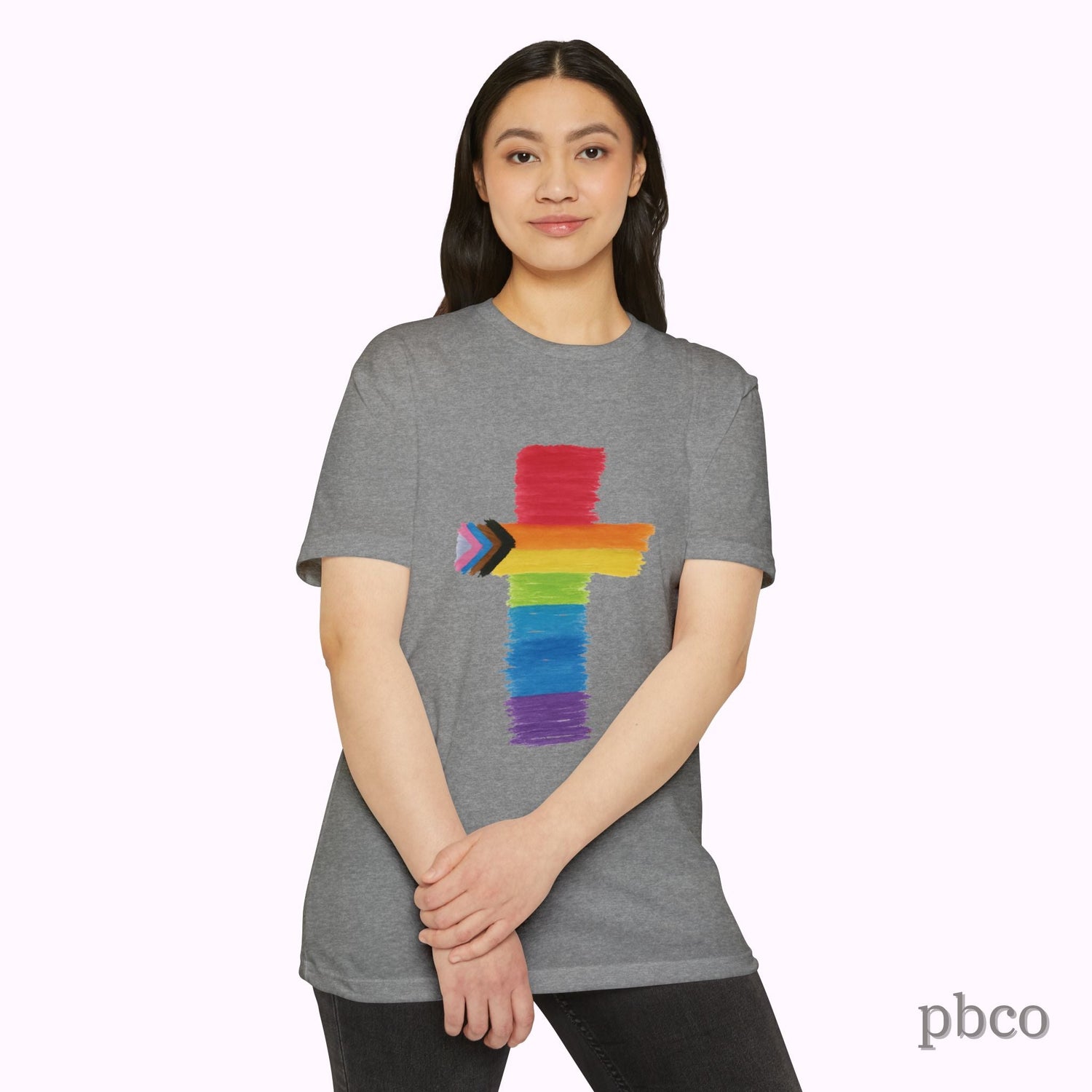 Inclusion Cross T-Shirt | Progress Pride | Affirming Faith