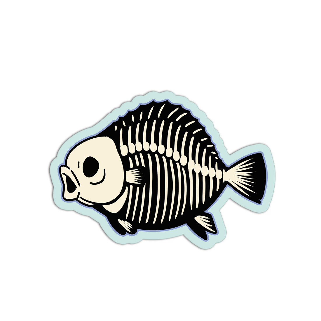 Fish skeleton illustration on a white background