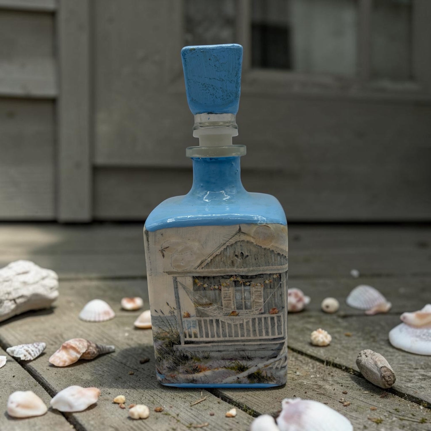 Beach Theme Collectable Bottle: Beach Shack Refillable Bar Decor