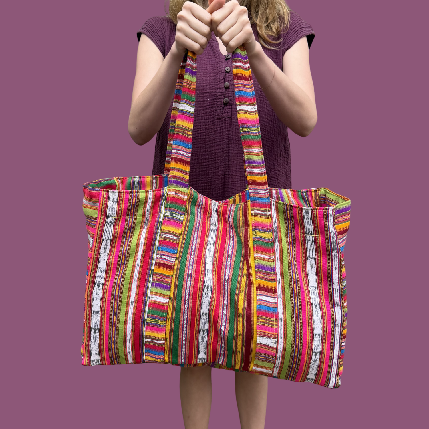 Oversized Corte Beach Tote | Handwoven Guatemalan Pool Bag