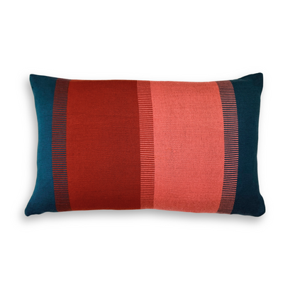 Handwoven Color Block &amp; Hemp Pillow - Light &amp; Dark Terra Cotta