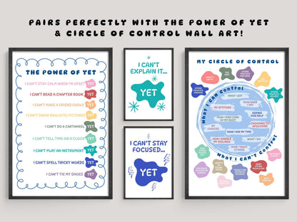 Power of Yet Wall Art | Growth Mindset &amp; Social Emotional Learning Print Set (Digital Download)