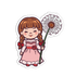 Illustration of a girl holding a dandelion on a white background