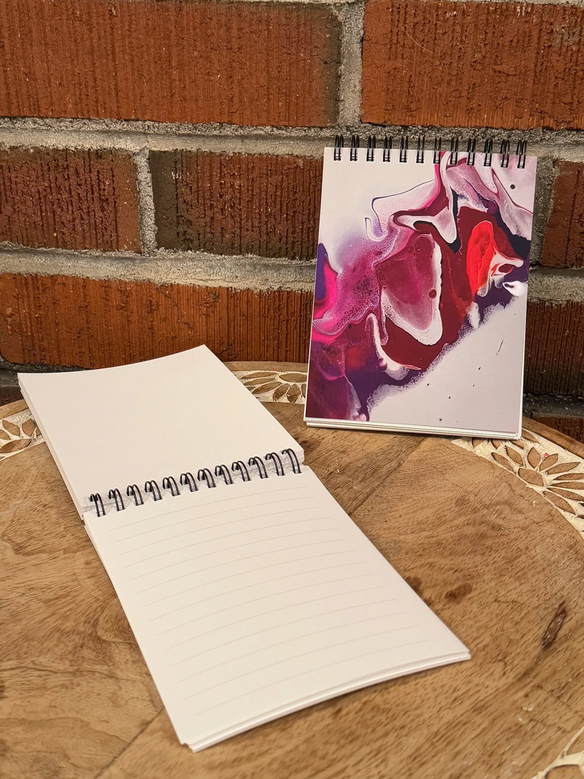 Pink and White Spiral Notepad with Soft Touch Cover  - 5.5x4.25