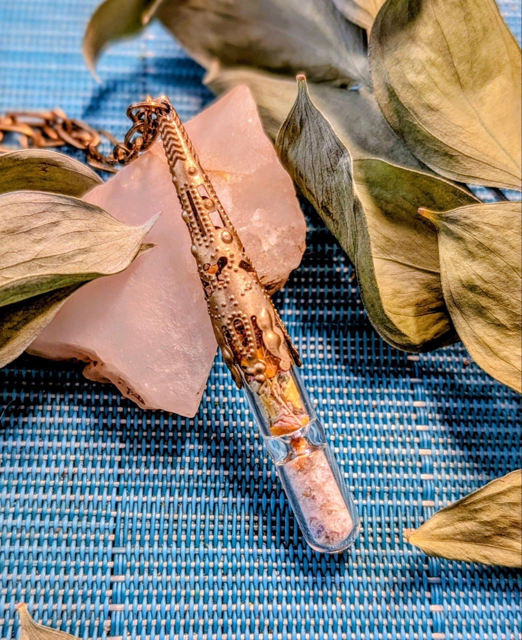 Unique Handcrafted Large Medicine Woman Floral Necklace with Quartz and Colorado Wildflowers (Copy)