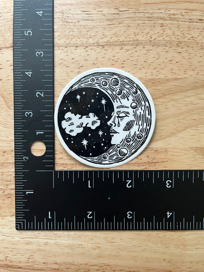 Sad Moon Sticker - weatherproof adhesive, UV protective laminate