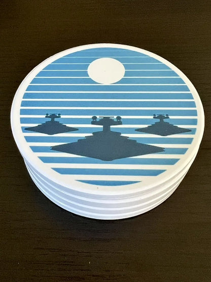 Star Wars Ceramic Coasters: Vader, Kenobi, Stormtrooper, Imperial Fleet - Set of 4