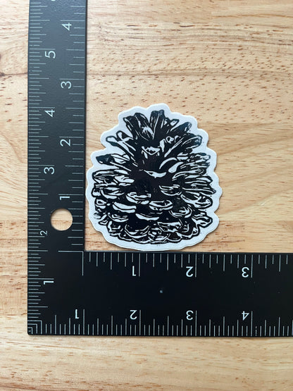 Pinecone Sticker - weatherproof adhesive, UV protective laminate