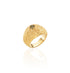 Gold nature inspired dome ring with green tourmaline, made by artisans, flat lay, chicago ethical gold ring jewelry 