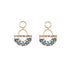 Olakira handmade Maasai beadwork rose gold half moon earrings with blue Swarovski crystal by Sidai Designs, ethical artisan jewelry Tanzania
