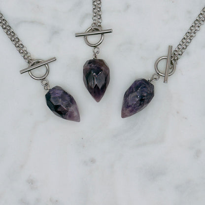 Silver Crystal Pendulum Necklace