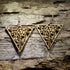 Natural wood Art Nouveau Triangle Wooden Dangle Earrings | Nature Filigree Jewelrywith intricate botanical leaf cutout design, lightweight nature-inspired geometric jewelry