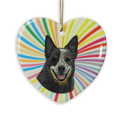 Aussie Cattle Ceramic Heart Ornament