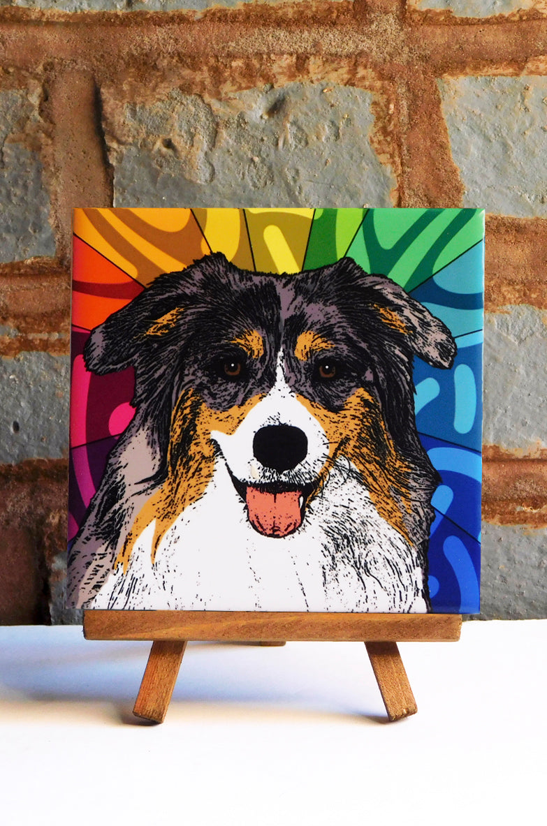 Aussie Shepherd Ceramic Art Tile
