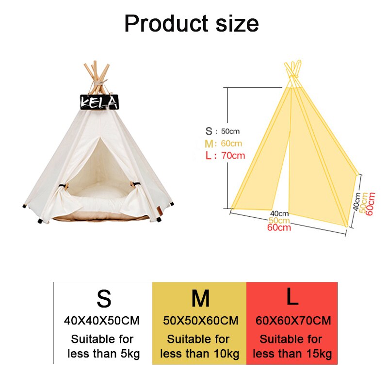 Pet Tent House Cat &amp; Dog Bed – Portable Teepee with Thick Cushion | 6 Colors