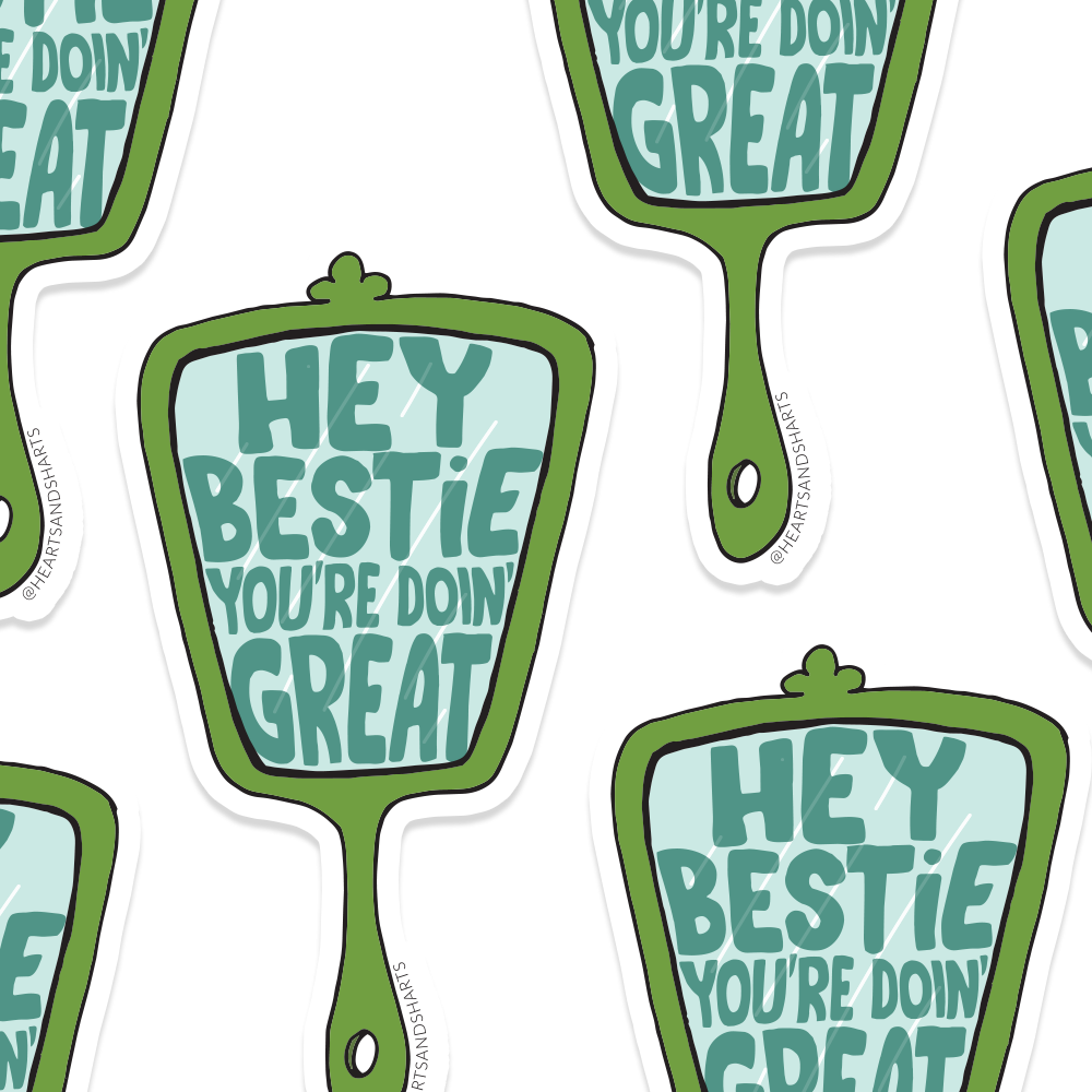 BESTIE MIRROR 3X3 ILLUSTRATED VINYL STICKER
