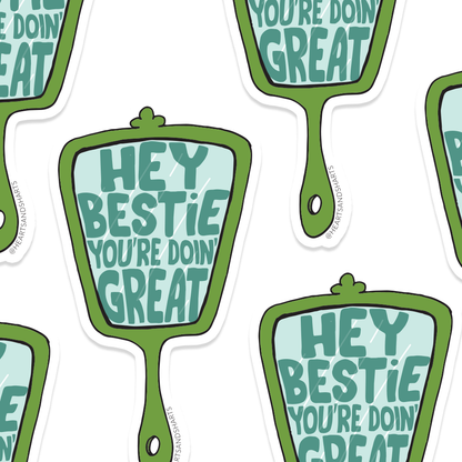 BESTIE MIRROR 3X3 ILLUSTRATED VINYL STICKER