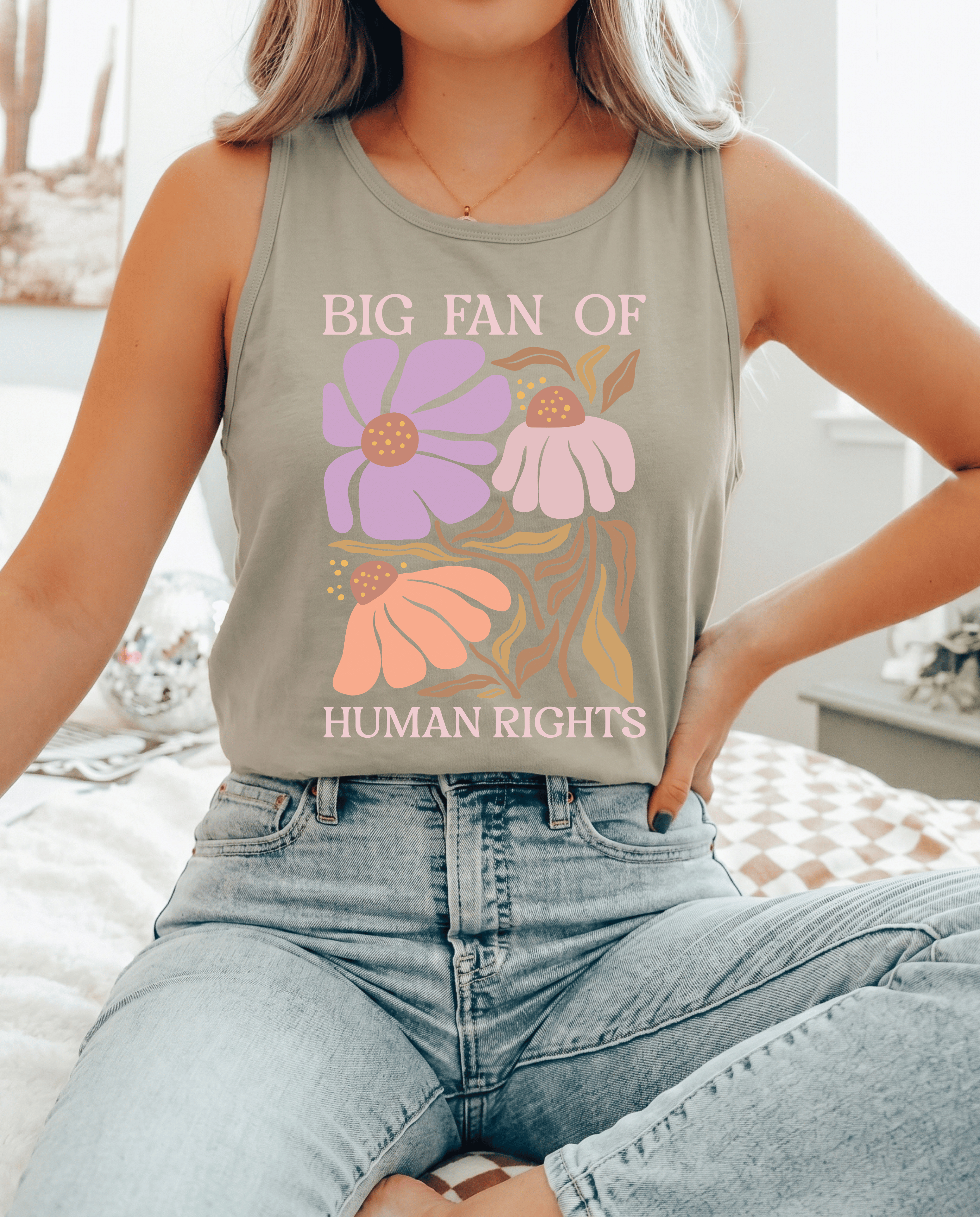 Big Fan of Human Rights Tank Top | Floral Progressive Tank