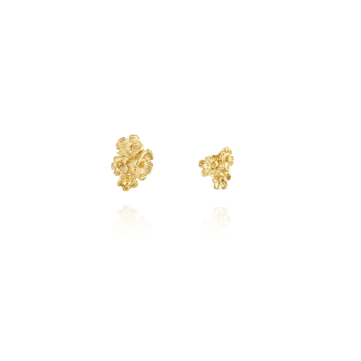 Gold floral bouquet earrings, flat lay, earrings handmade fair trade chicago 