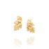 Vine leaf gold plated statement earrings, handmade jewelry, flat lay