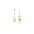 handcrafted asymmetric gold earrings, mother of pearl, flat lay
