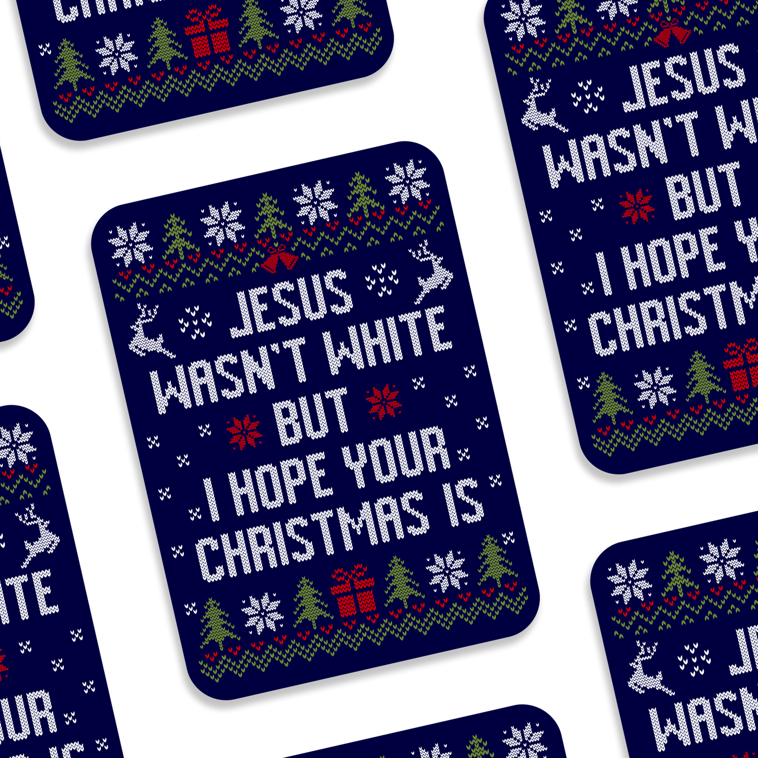 BROWN JESUS ILLUSTRATED 3X3 VINYL STICKER