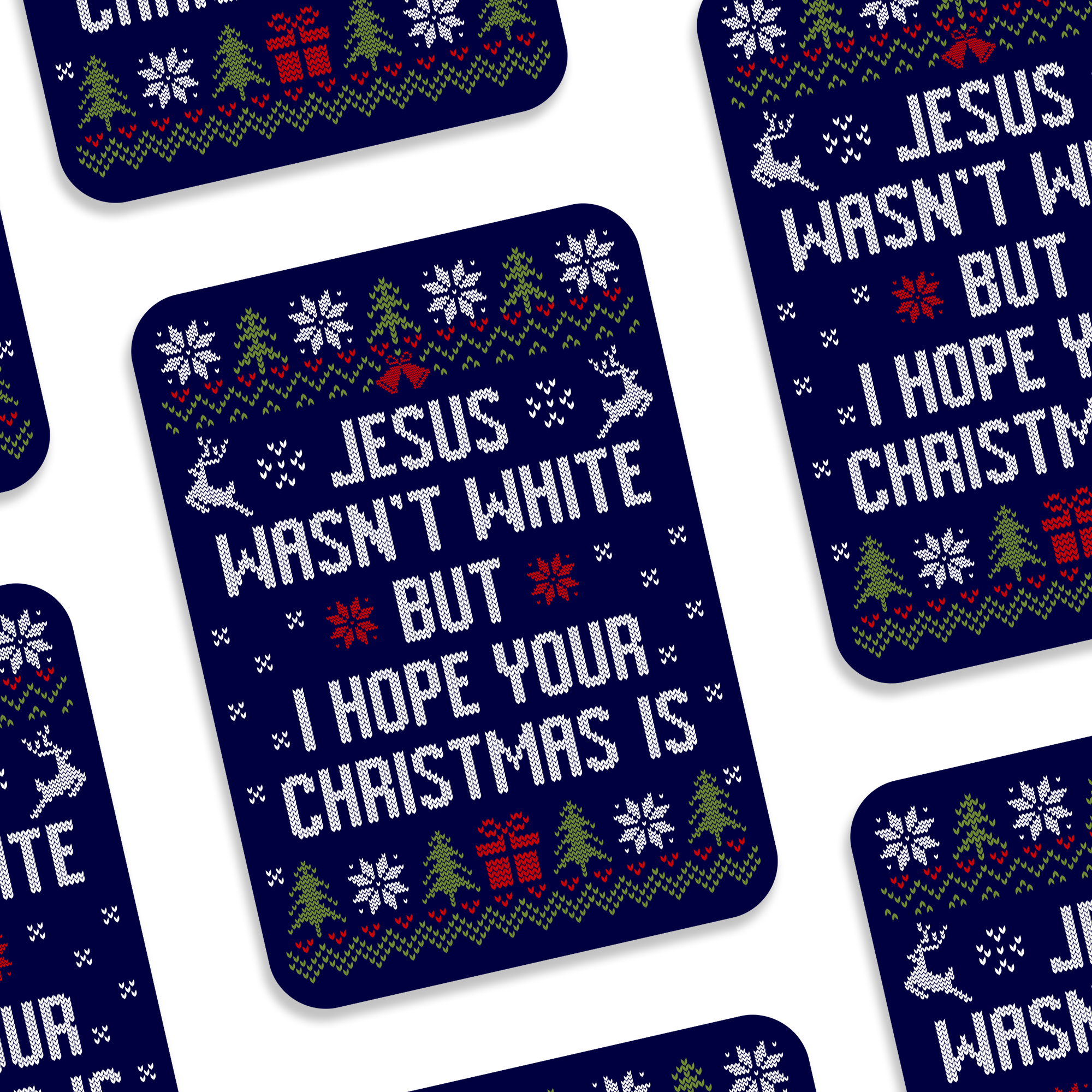 BROWN JESUS ILLUSTRATED 3X3 VINYL STICKER
