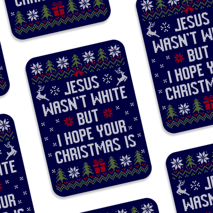BROWN JESUS ILLUSTRATED 3X3 VINYL STICKER