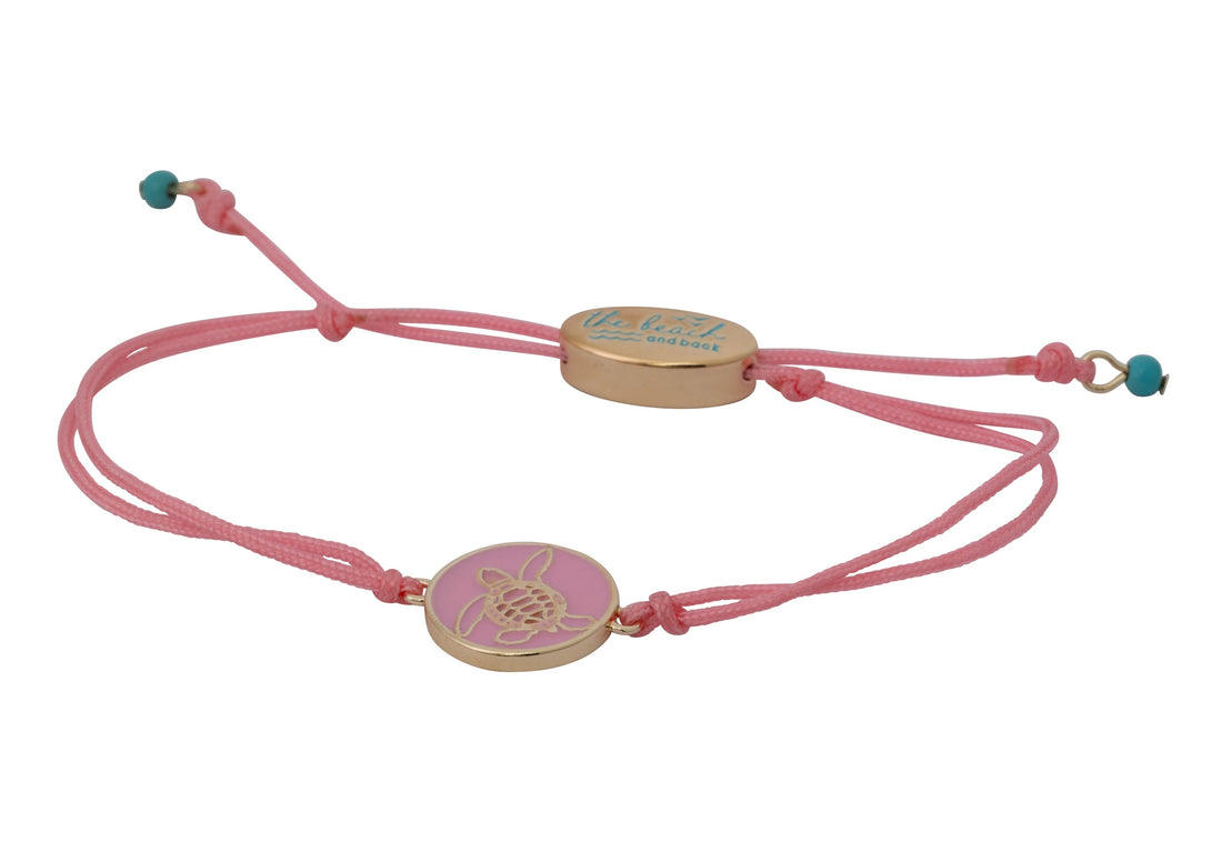 bald head island sea turtle coin slider bracelet pink gold
