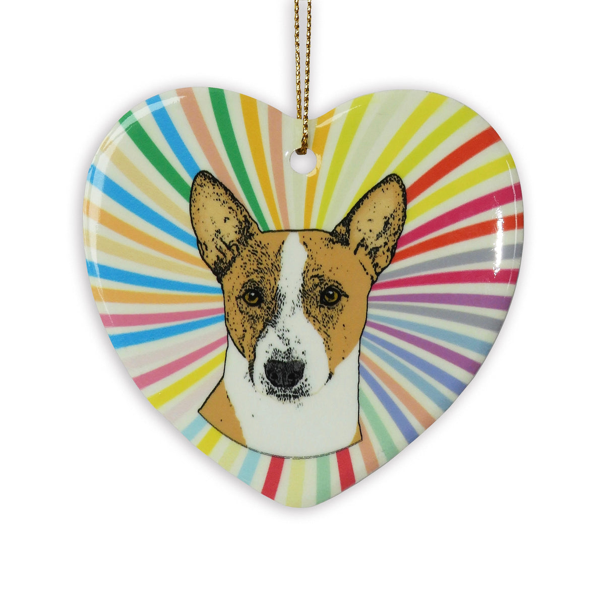 Basenji Ceramic Heart Ornament