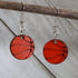 Hand-painted wooden basketball dangle earrings with classic orange ball design and hypoallergenic sterling silver hooks, lightweight basketball statement jewelry earrings for players, fans, and basketball moms