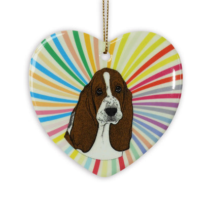 Basset Hound Cermic Heart Ornament