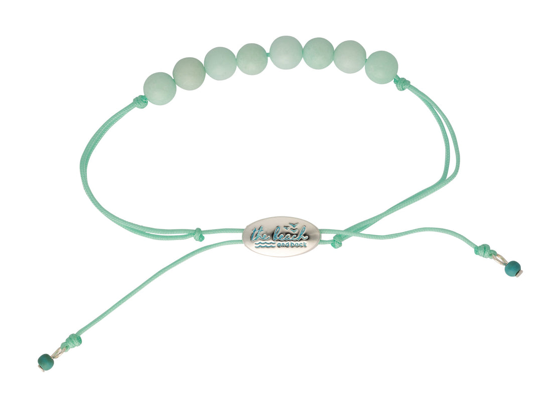 seaside aqua beaded slider bracelet